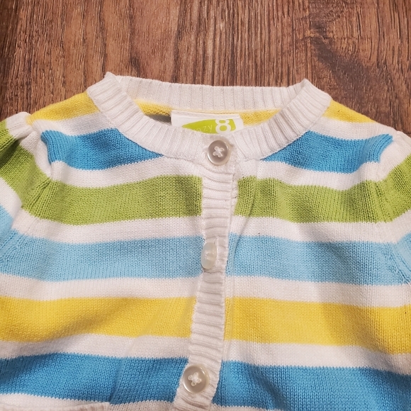 Crazy 8 Colorful Striped Cardigan Sweater Yellow White Green Blue Gender Neutral - Picture 6 of 6